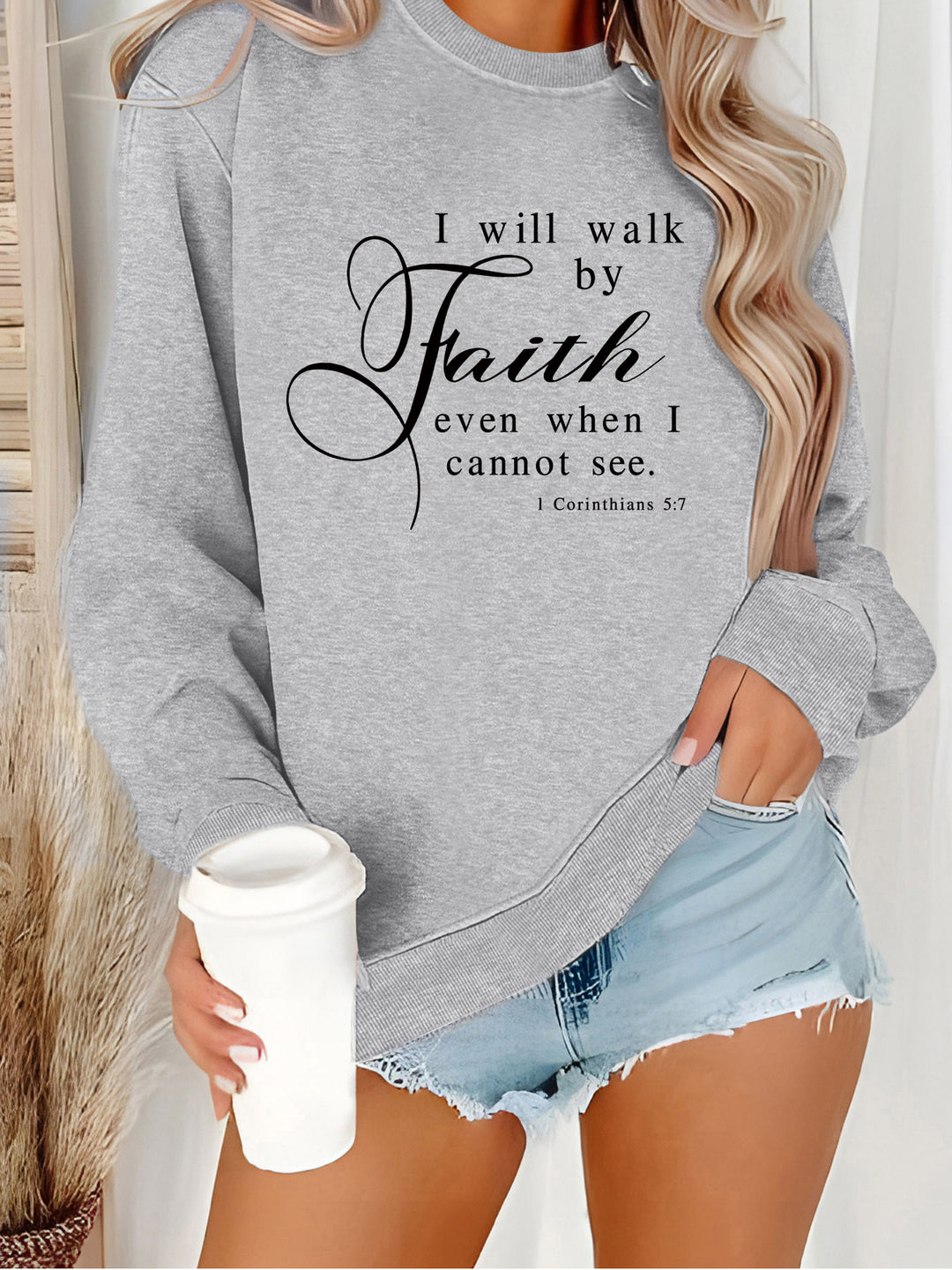 Damen Sweatshirt mit inspirierendem Schriftzug und weichem Material Drune