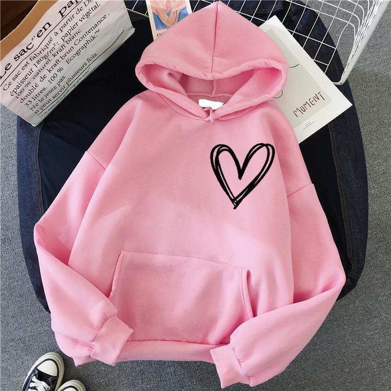 Damen Kapuzenpullover mit lieblichen Herzmotiv Drune