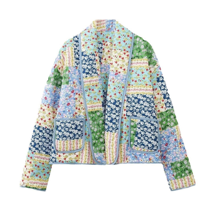 Damen Patchwork Kimono-Jacke im romantischen Design mit praktischen Taschen Drune