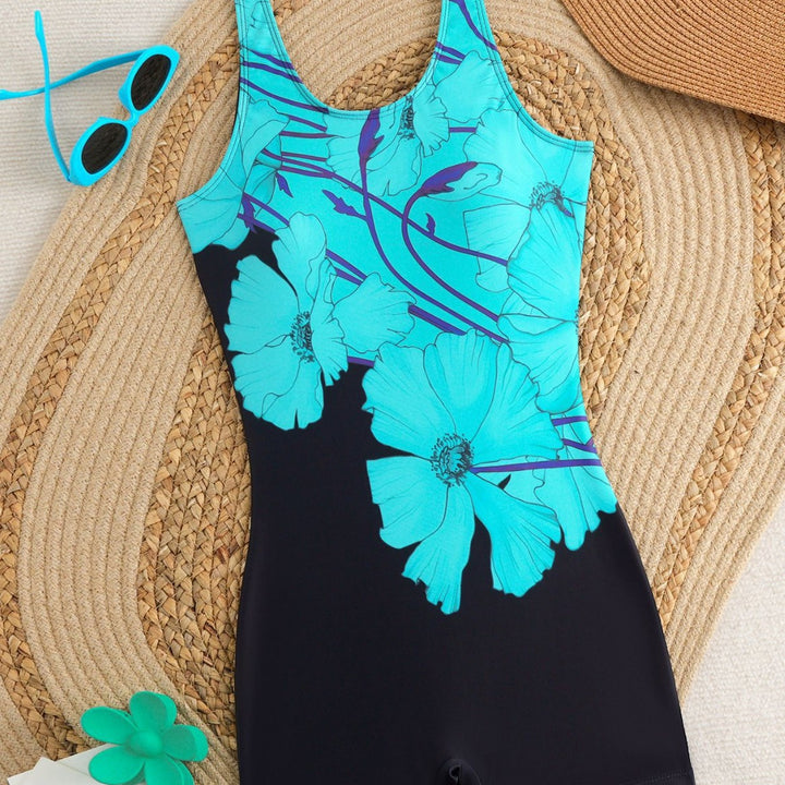 Damen Einteiliger Badeanzug mit sportlichem Design und buntem Grafikmuster Drune