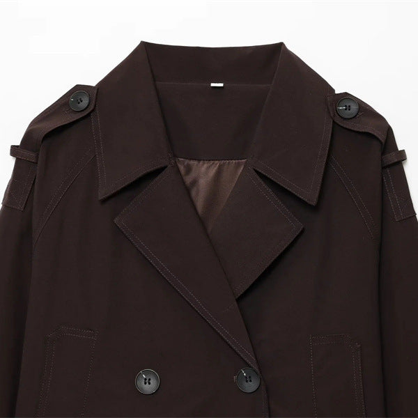 Damen Modische Kurzjacke im doppelten Knopfdesign Drune