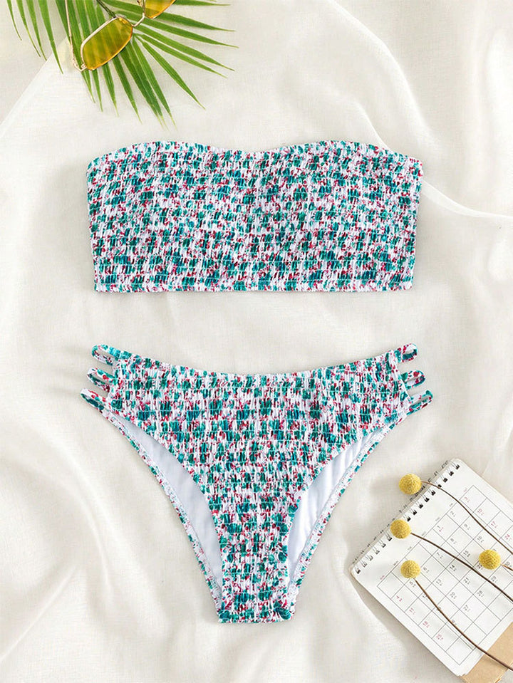 Damen Bandeau-Bikini mit raffinierten Rüschendetails und verstellbaren Trägern Drune