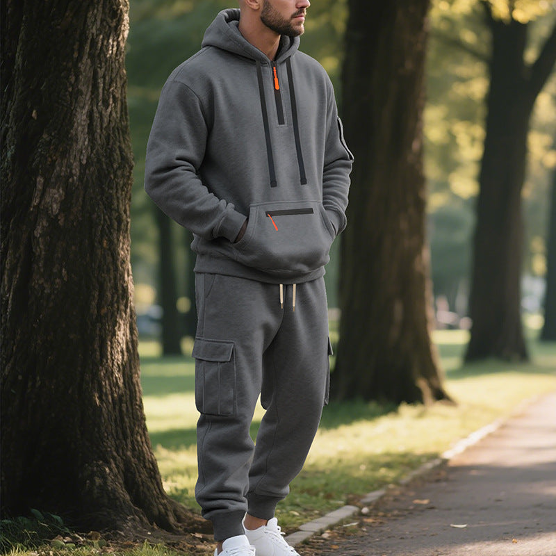 Herren sportliches Hoodie und Bundhose Set mit praktischen Taschen Drune