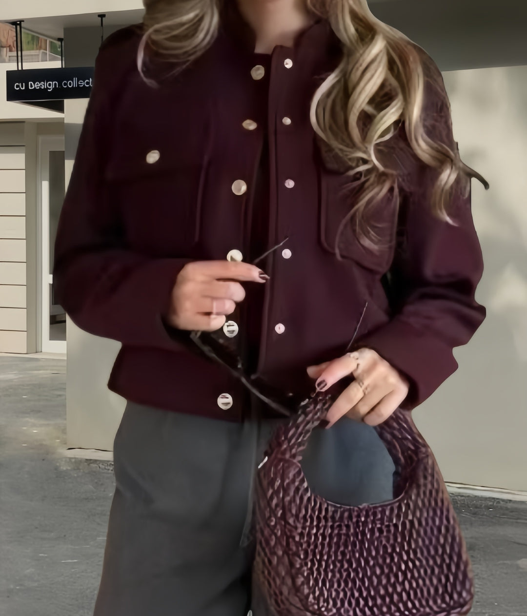 Damen modische Jacke mit praktischen Taschen und Druckknopfverschluss Drune