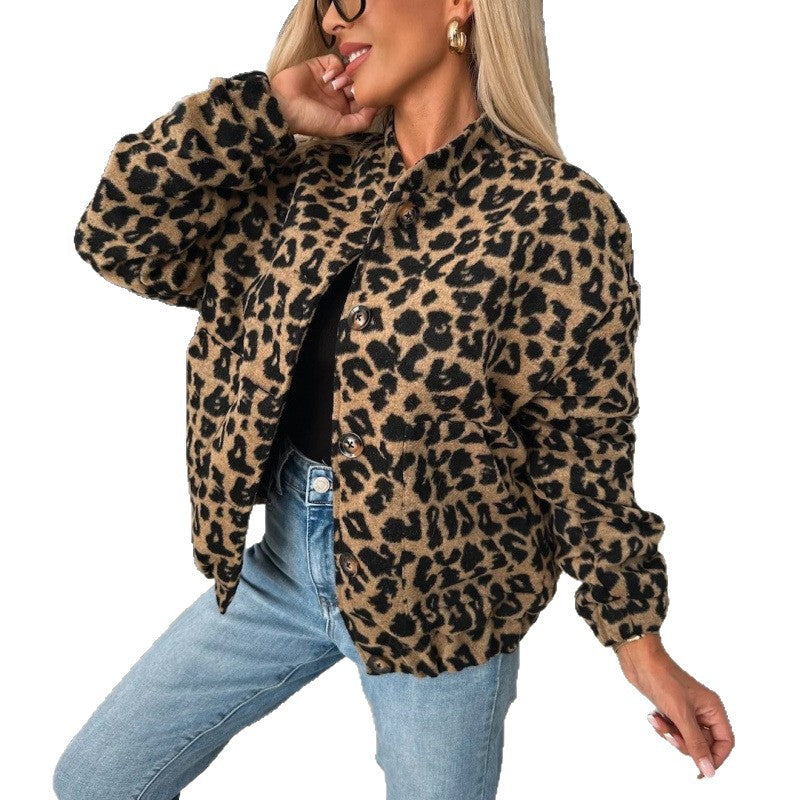 Damen Trendige Leo-Fleecejacke mit lässigem Schnitt Drune