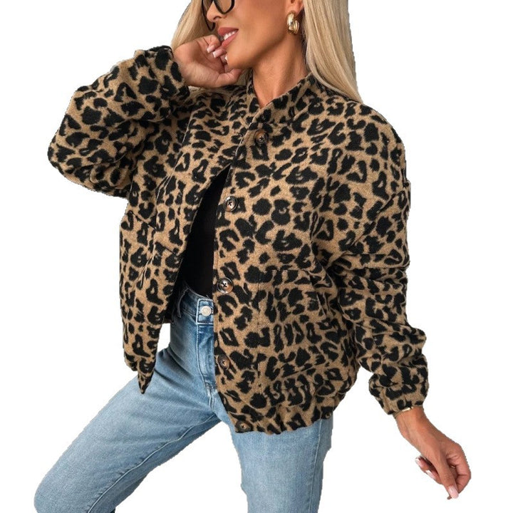 Damen Trendige Leo-Fleecejacke mit lässigem Schnitt Drune