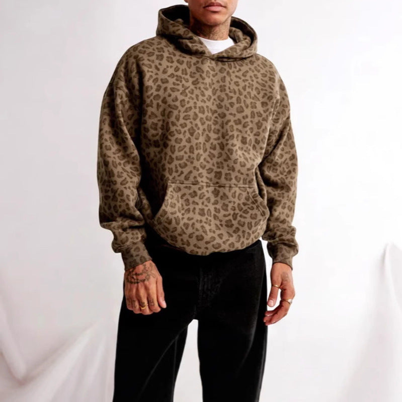 Frau Leopardenmuster Gemütlicher Hoodie Drune