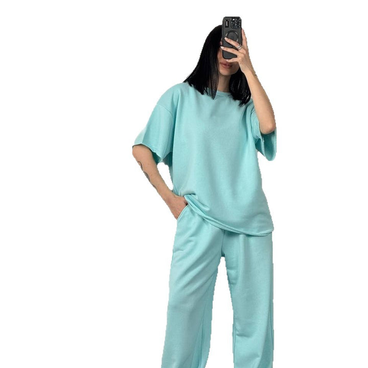 Damen lässiges und bequemes Relax-Set mit weit geschnittenem Oberteil und Hose Drune