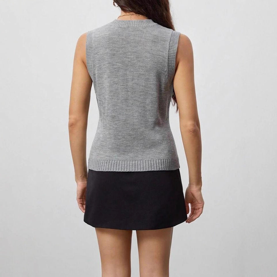 Damen Stricktop mit Knopfverschluss und ärmellosem Design Drune