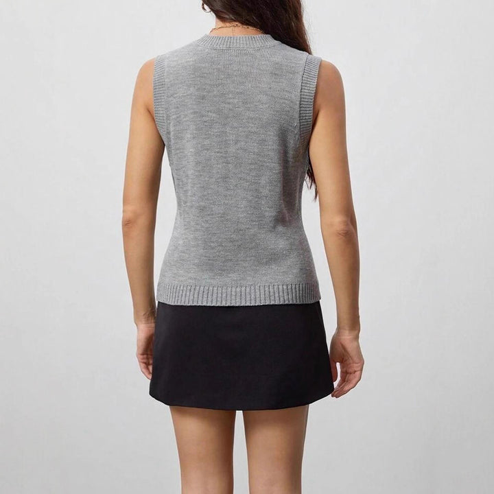 Damen Stricktop mit Knopfverschluss und ärmellosem Design Drune