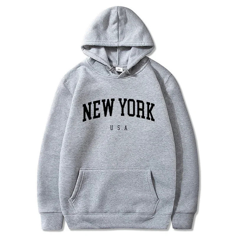 Damen Kapuzenpullover mit modischem New York Print und bequemer Passform Drune