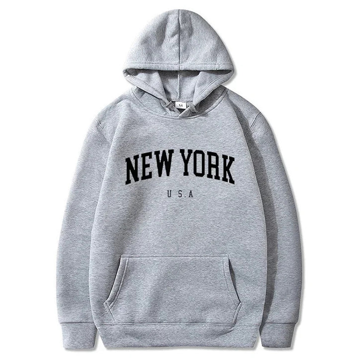 Damen Kapuzenpullover mit modischem New York Print und bequemer Passform Drune