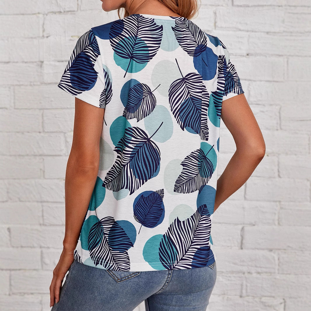 Drune | Tropischer Urlaub Stil Lässiges Mode T-Shirt