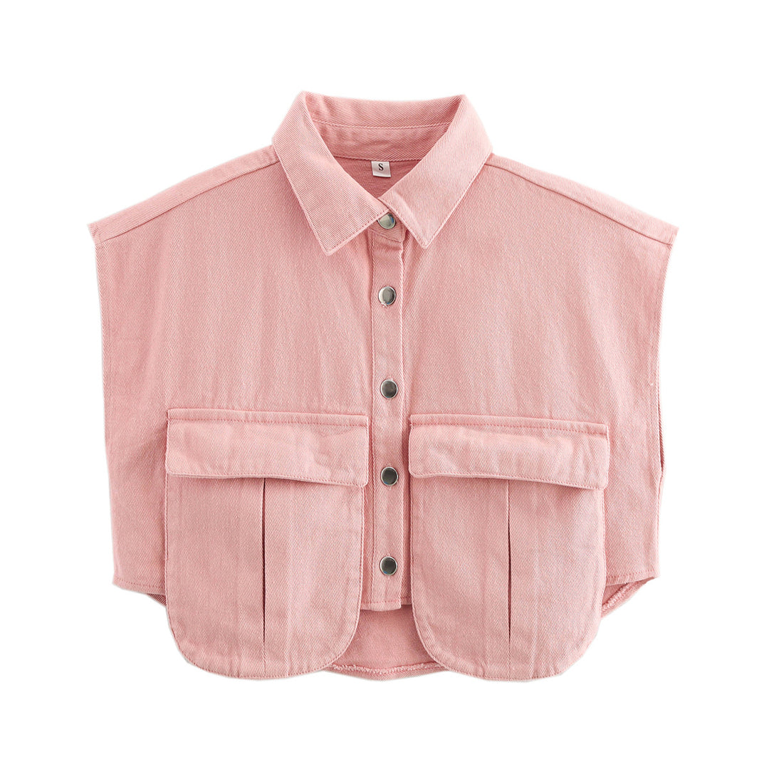 Damen ärmellose Utility-Bluse mit Taschen Drune