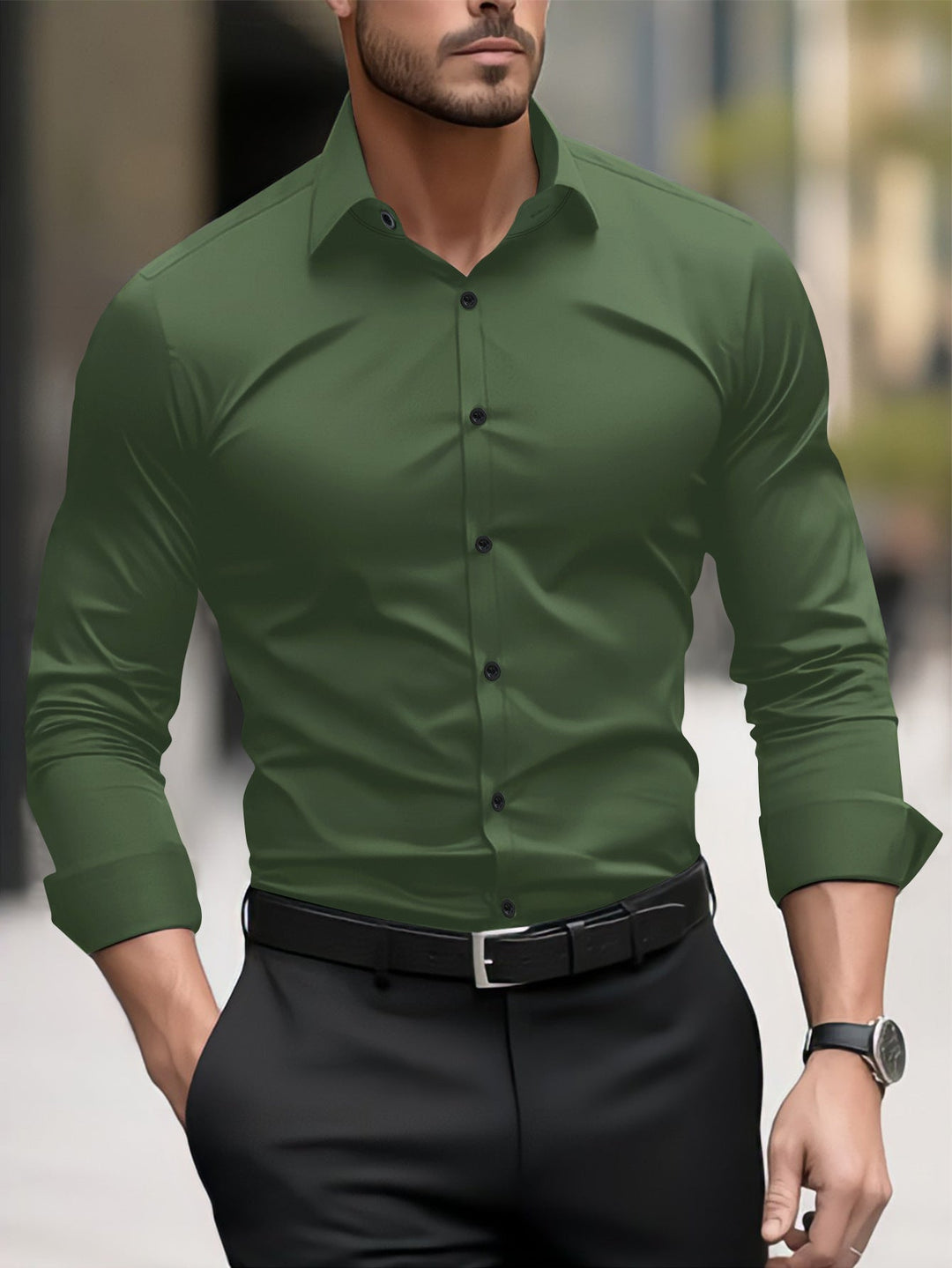 Herren Slim-Fit Langarmhemd mit modernem Schnitt und eleganten Akzenten Drune