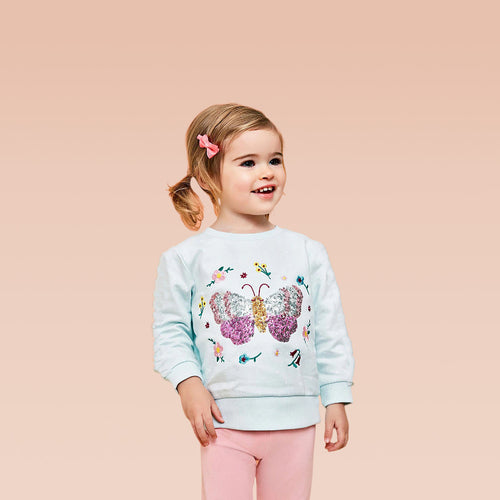 Mädchen Sweatshirt mit buntem Schmetterlingsmotiv Drune