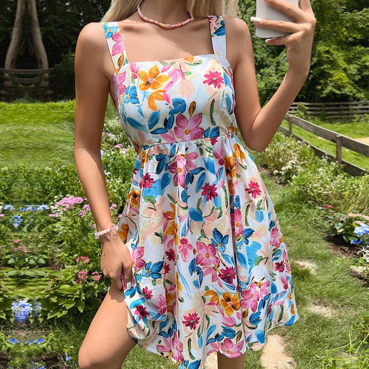 Damen Sommerkleid mit floralem Druck und femininer Silhouette Drune