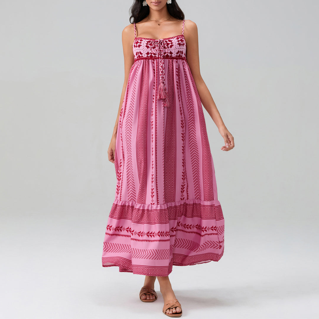 Damen Maxikleid mit raffiniertem Boho-Muster Drune