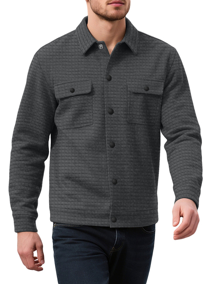 Herren nan Hemdjacke mit quadratischer Steppstruktur Druckknopffront und Brustklappen Drune