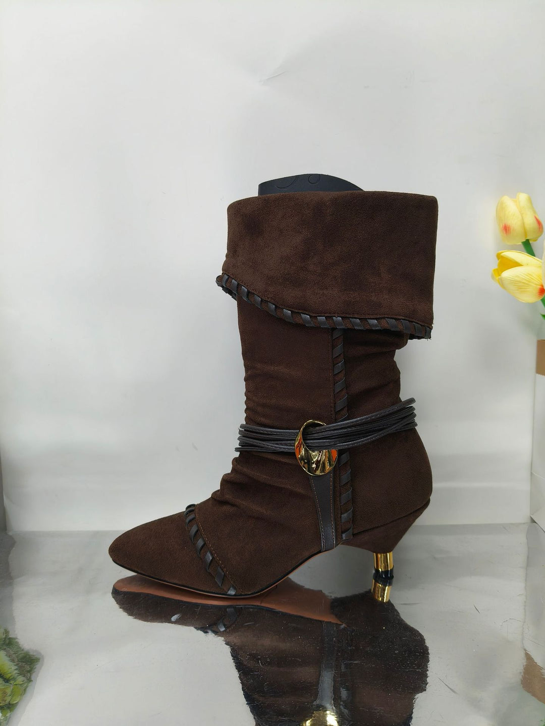Damen Slouchy Knöchelstiefel mit dekorativem Schnallen-Detail Drune