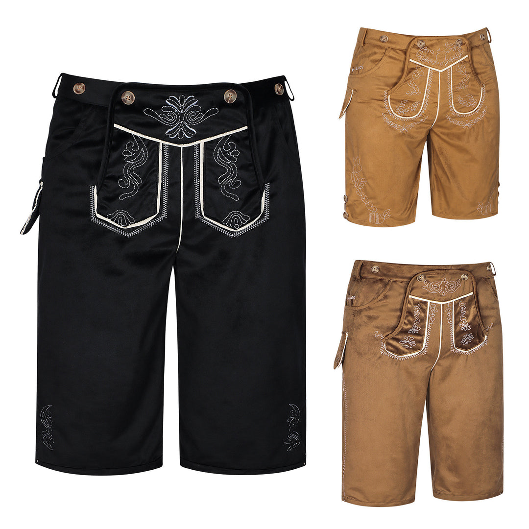 Herren nan kurze Trachtenhose mit besticktem Hosenlatz und Komfortbund Drune