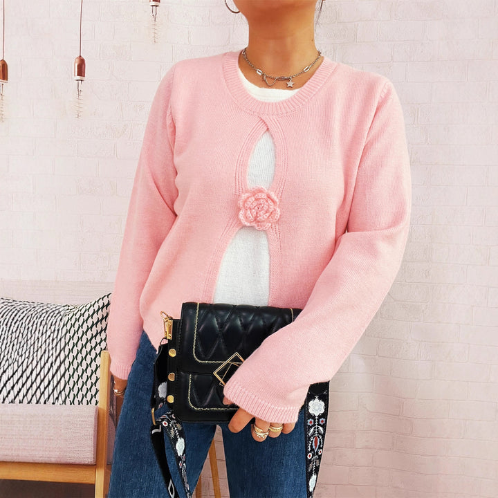 Damen Strickjacke mit verspieltem Blüten-Detail Drune