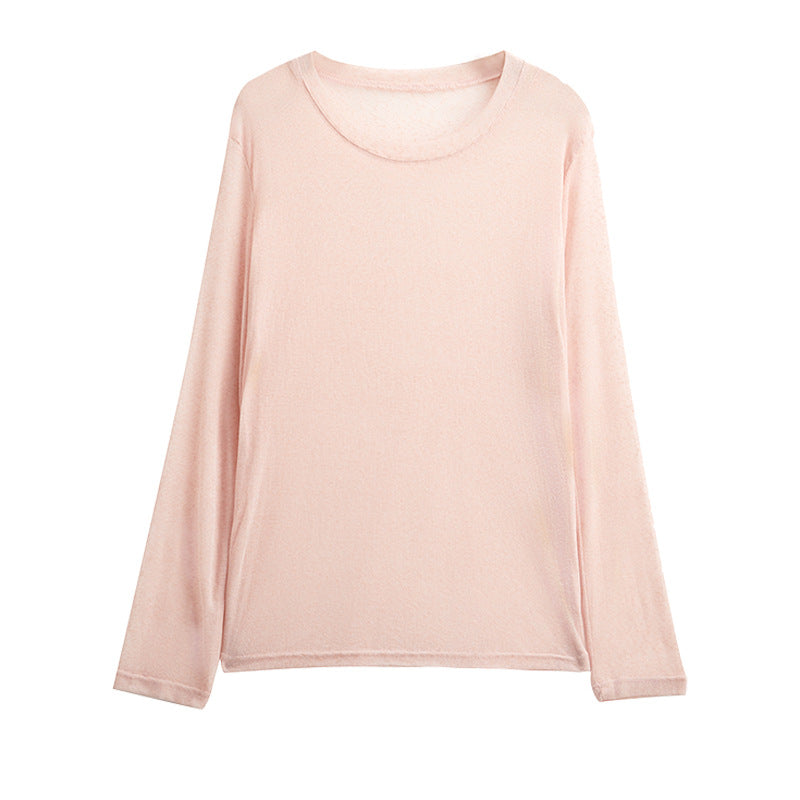Damen transparentes Langarmshirt aus leichtem, luftdurchlässigem Material Drune
