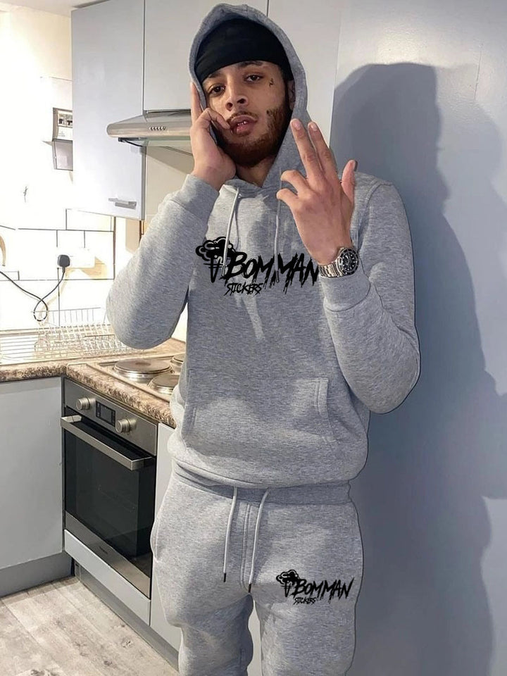Damen Hoodie und Jogginghose Set mit urbanem Grafiken und gemütlichem Schnitt Drune