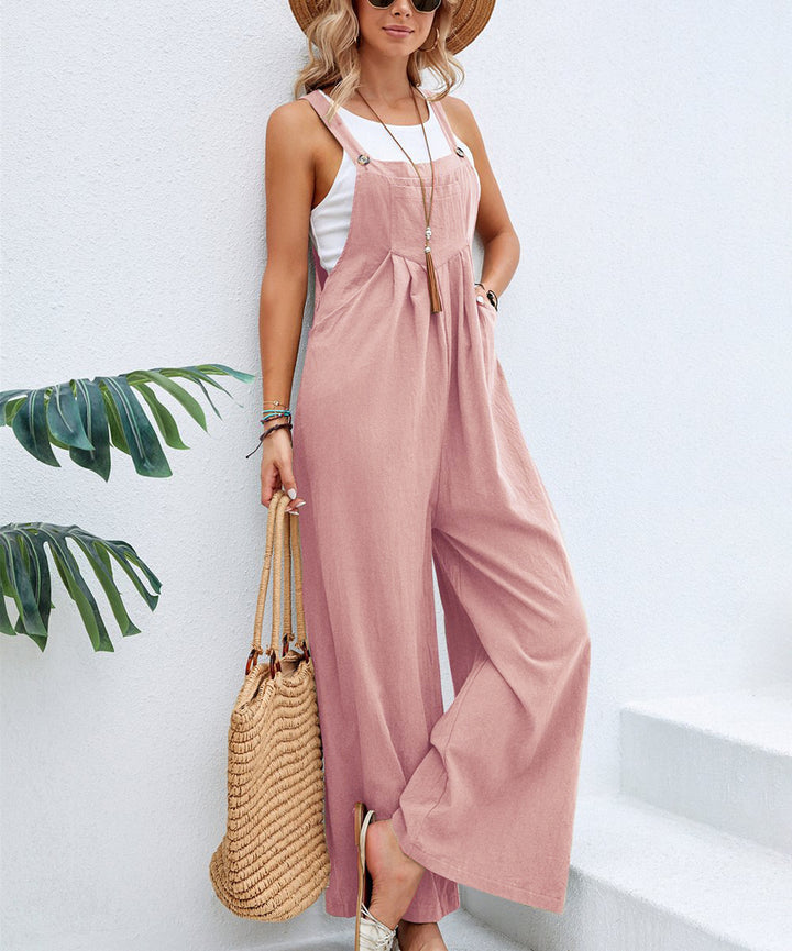 Damen lässiger Jumpsuit mit breiten Beinen und verstellbaren Trägern Drune