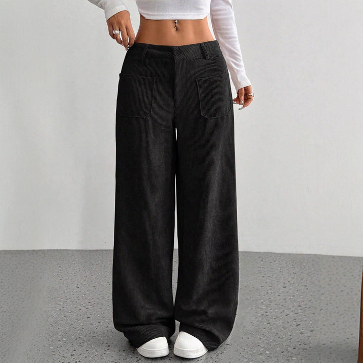 Damen weit geschnittene Cordhose mit praktischen Taschen Drune