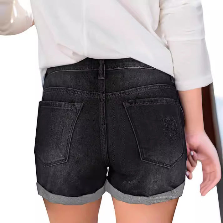 Damen Jeansshorts mit modischen Rissdetails und lässigem Schnitt Drune