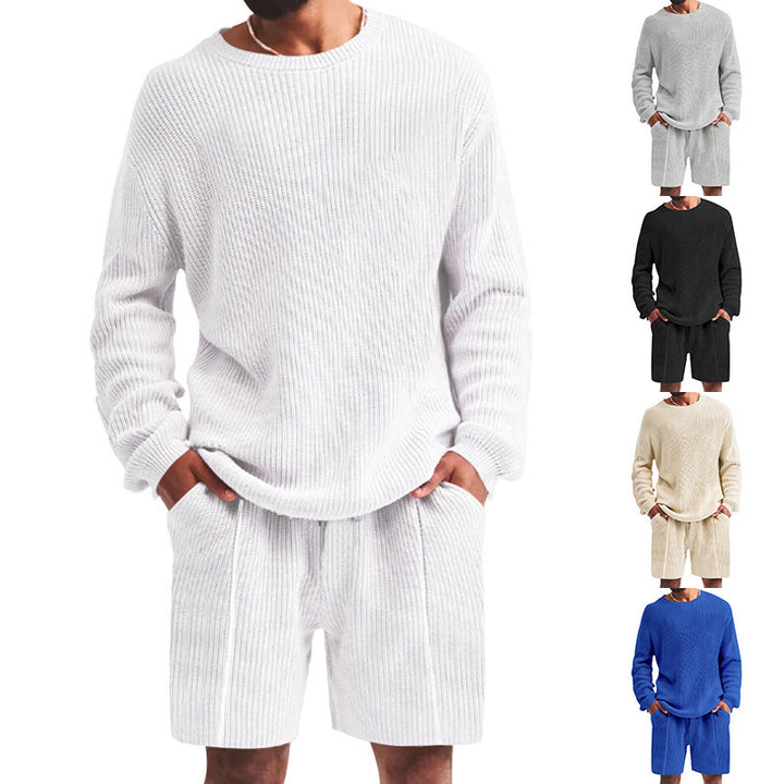 Herren lässiges Sweatshirt- und Shorts-Set mit strukturiertem Design Drune