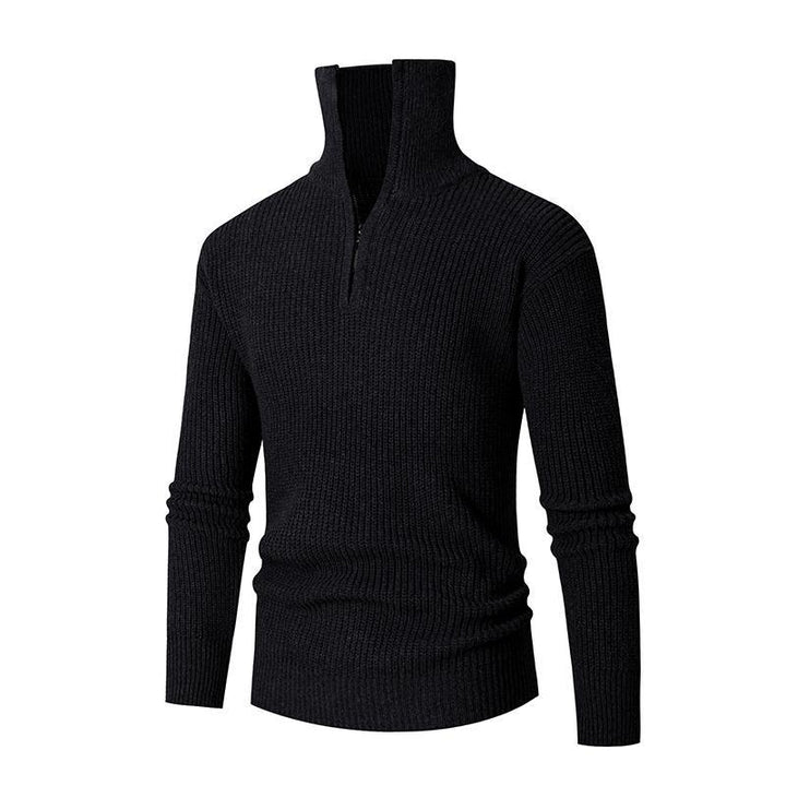 Herren nan strukturierter Halbzip-Pullover mit hohem Kragen, robuster Rippstruktur und elastischen Bündchen Drune