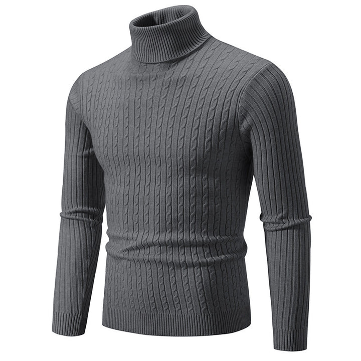 Herren Pullover mit hohem Kragen und strukturiertem Zopfmuster Drune