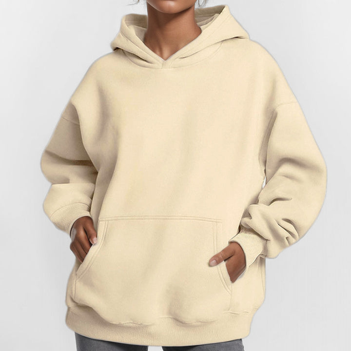 Damen nan extralanges Oversize Kapuzen-Sweatshirt mit Kängurutasche, weichem Fleece-Innenfutter und überschnittener Schulter Drune