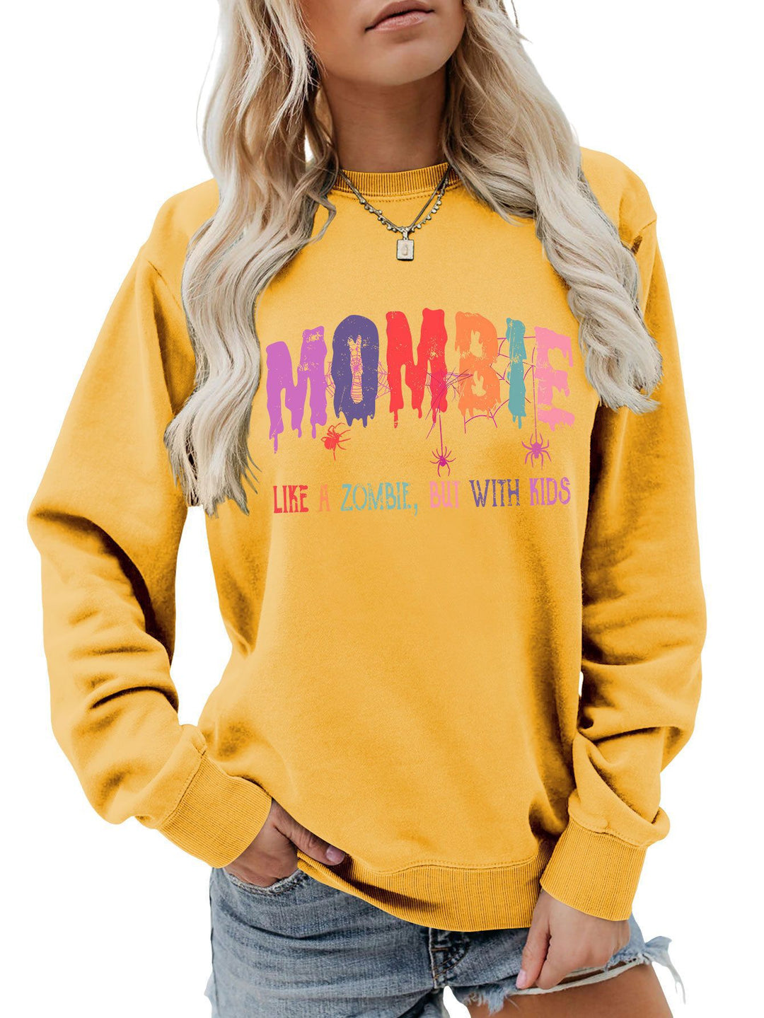 Damen Sweatshirt mit kreativem Zombie-Motiv Drune