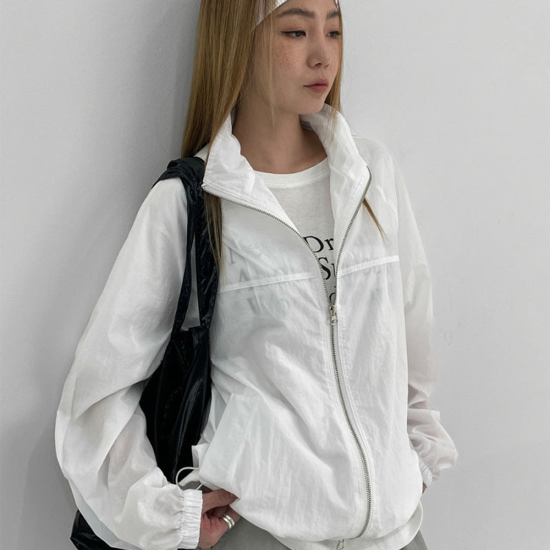 Damen leichte Windjacke mit hohem Kragen Drune