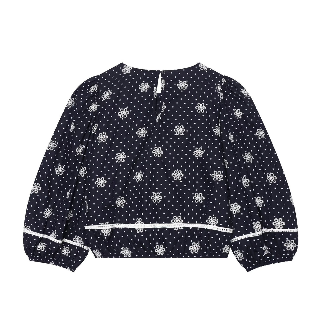 Damenbluse mit feinen Spitzen- und Rüschendetails Drune