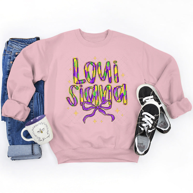 Damen Sweatshirt mit kreativem Schriftzug und weichem Innenfutter Drune