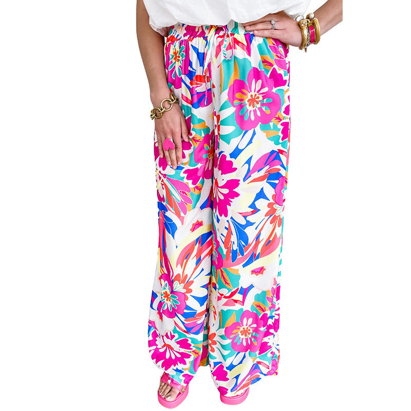 Damen Trendige Weite Blumendruckhose Drune