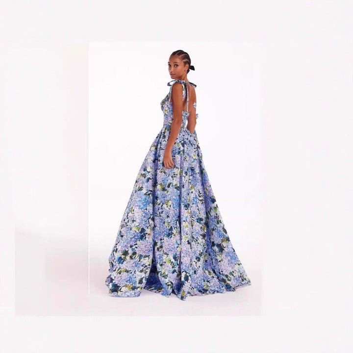 Damen Elegantes Maxikleid mit schulterfreien Trägern und floralem Print Drune