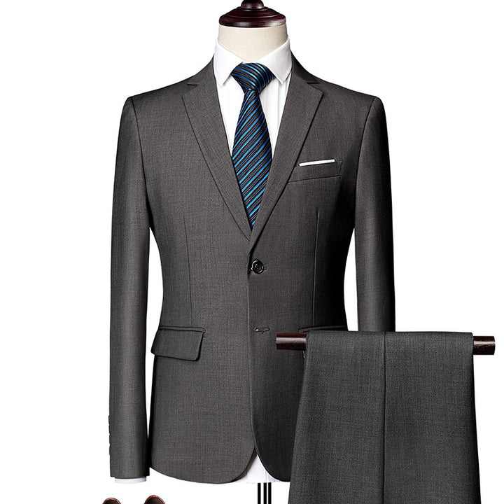 Herren nan Slim-Fit Einreiher-Anzugset mit Ein-Knopf-Sakko, schmaler Anzughose mit Bügelfalte und elastischem Stretchgewebe Drune