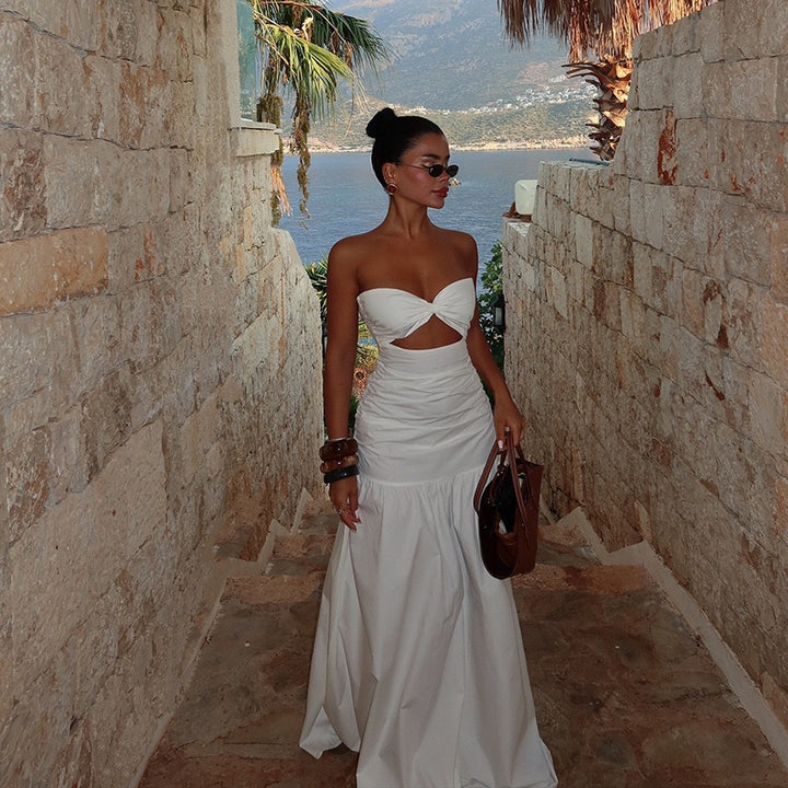 Damen Maxikleid mit Cut-Out-Design und voluminösem Rock Drune