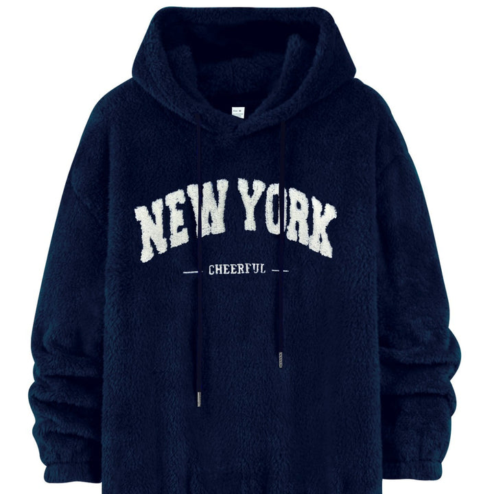 Herren nan kuscheliger Fleece-Hoodie mit Relief-Logo, Kordelzug und Kängurutasche Drune