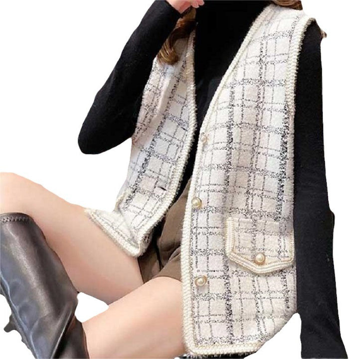 Damen elegante Strickweste mit kontrastierenden Details Drune