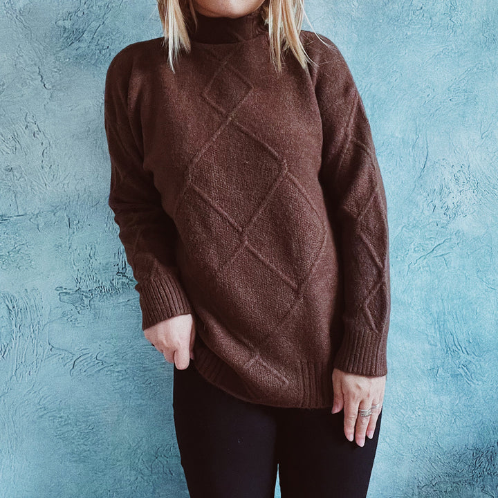 Damen Strickpullover mit modernem Rautenmuster Drune