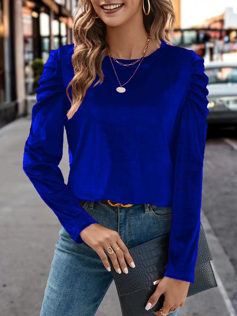 Damen Elegantes Langarmshirt mit Raffungen Drune