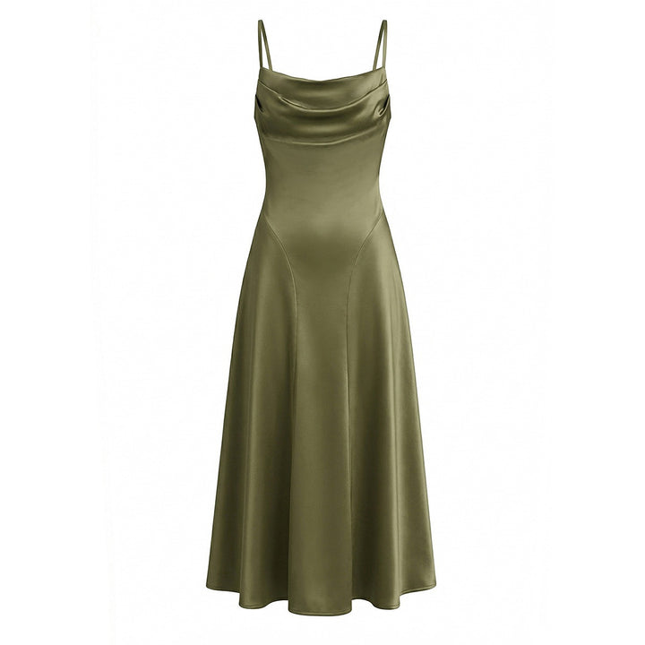 Damen Maxikleid mit elegantem Wasserfallausschnitt und schwingendem Rock Drune