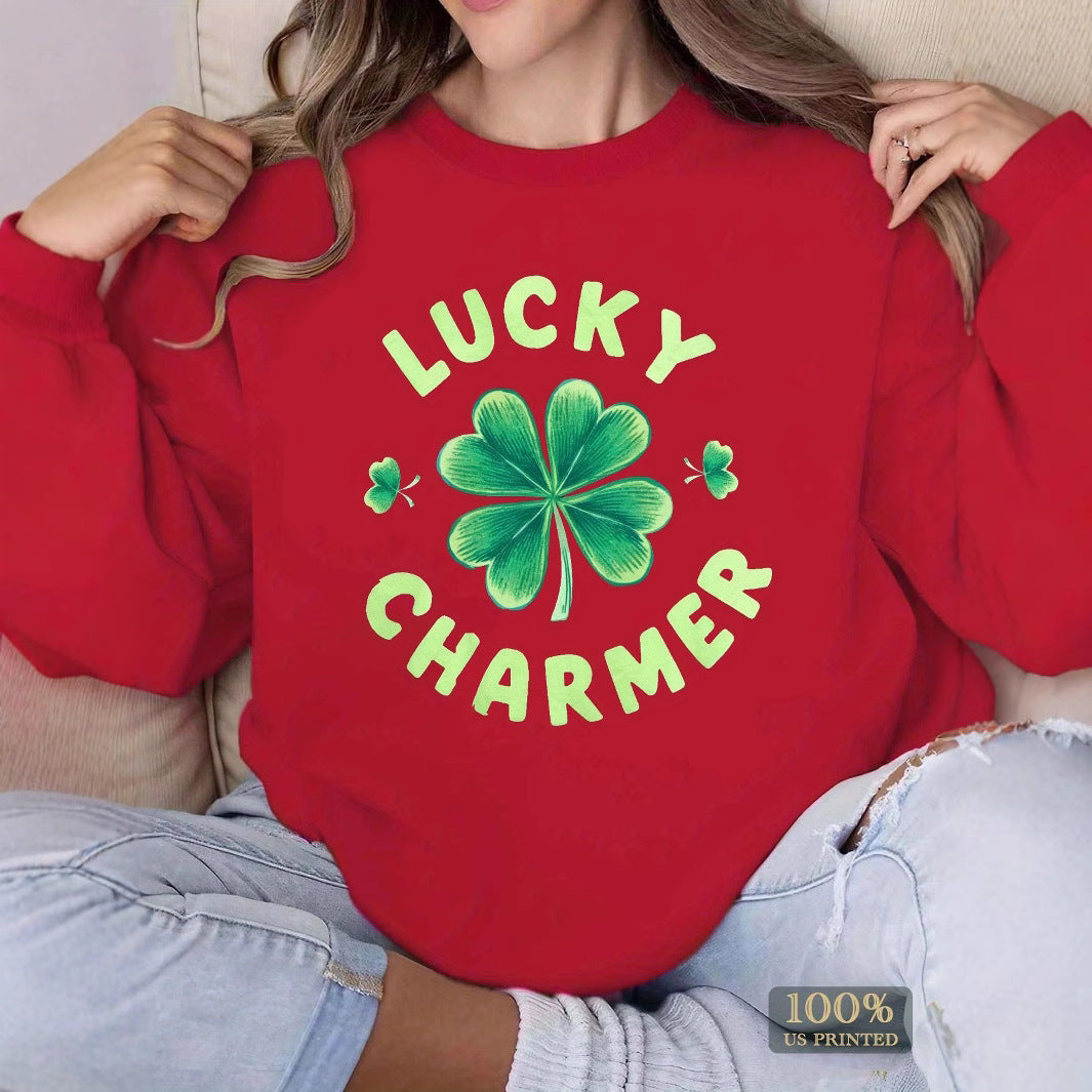 Damen Sweatshirt mit trendigem Klee-Design und inspirierendem Schriftzug Drune