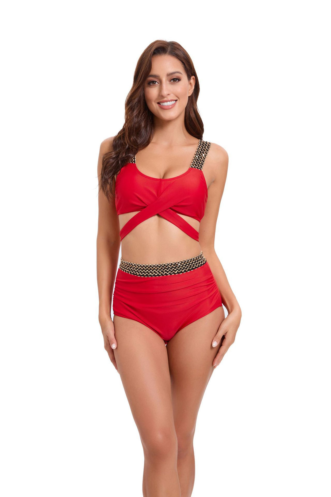 Damen Sportliches Bikini-Set mit raffiniertem Wickeldesign und verstellbaren Trägern Drune